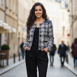 🚨Peter Nygard Black and White Textured Blazer